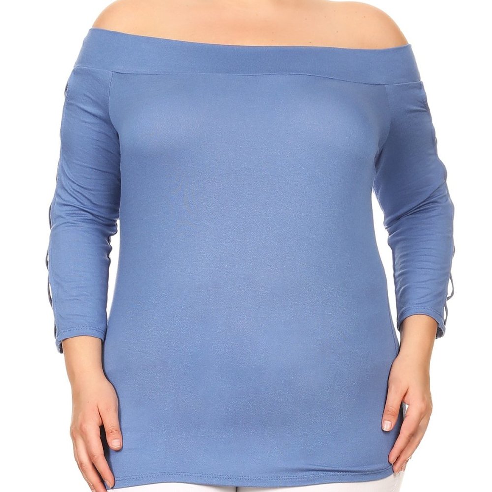 Boat Neck blue shirt